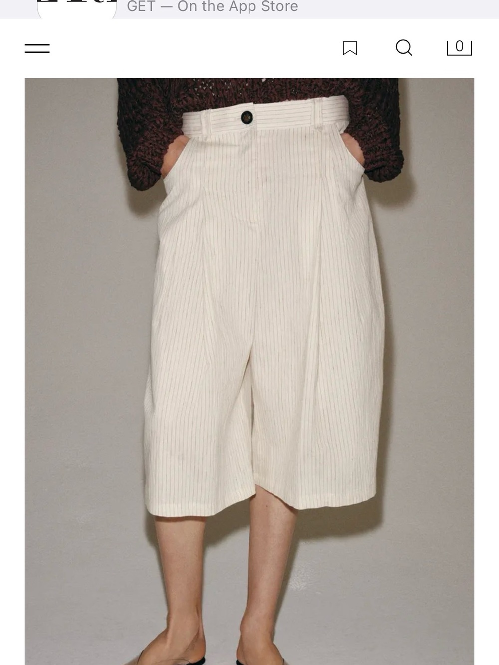 Zara Cream High-Waist Wide-Leg Bermuda Shorts